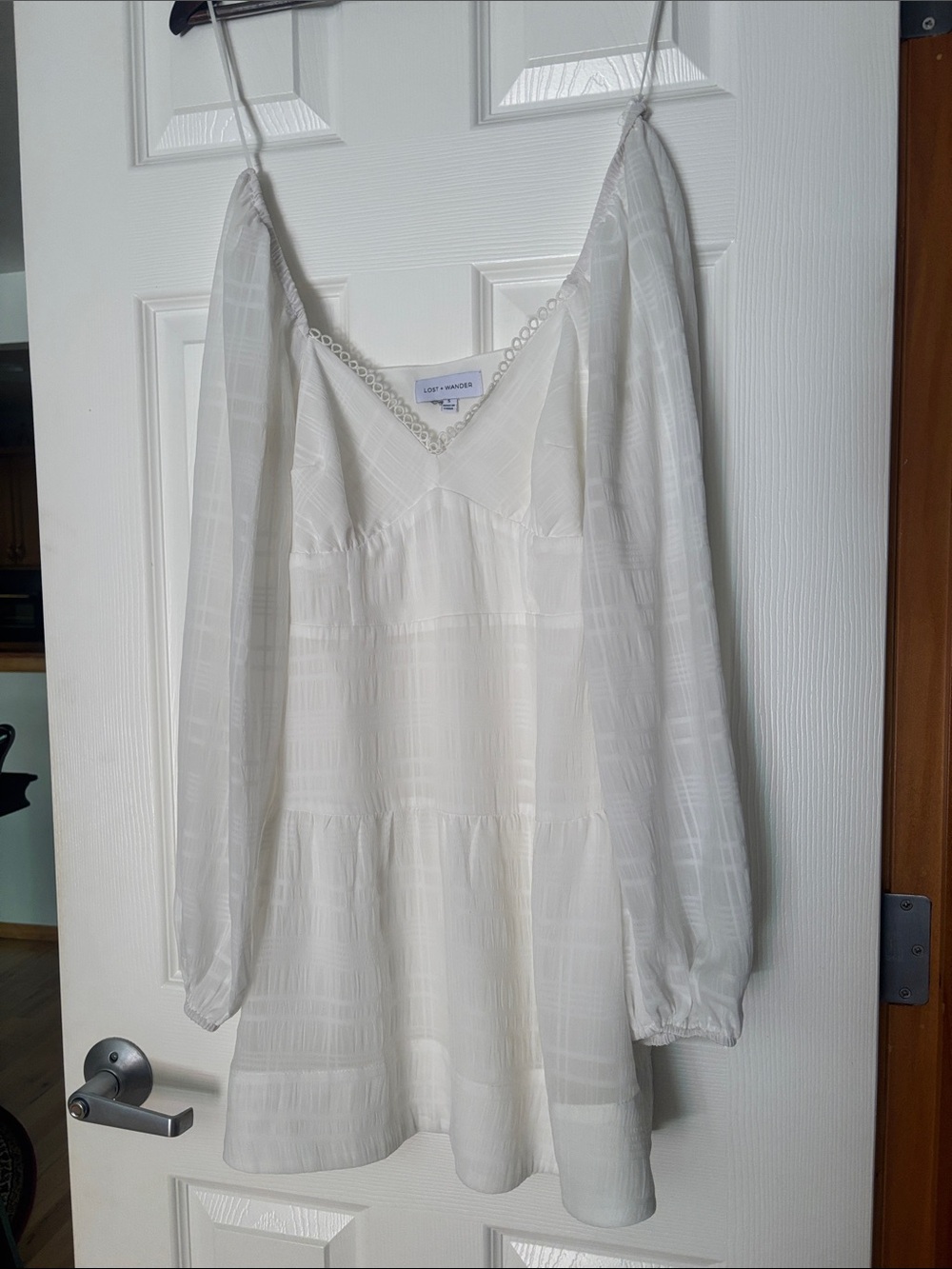 Lost and Wander Size S White Long Sleeve Dress